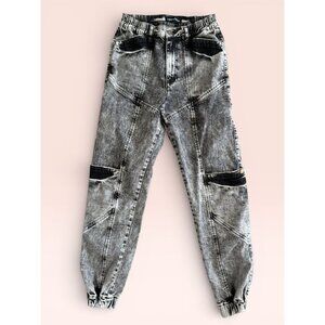 RETROFETE Gray White Acid Wash Jeans Joggers Size 26